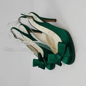 Something Bleu Green Satin Slingback Heel Size 6